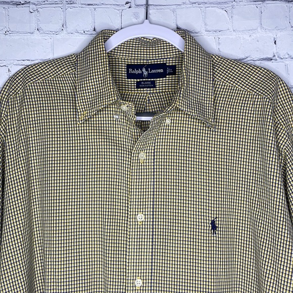 Ralph Lauren Other - Ralph Lauren Yellow Blue Plaid Blaire Cotton Long Sleeve Button Down Size Large
